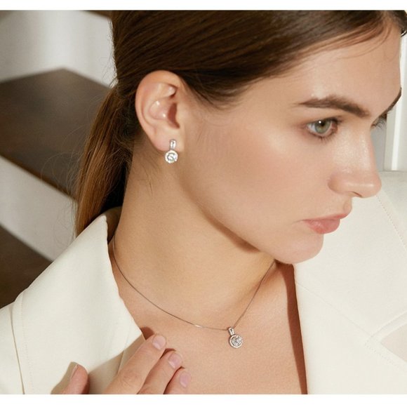 Certified 1ct. t.w. Moissanite Diamond Round Halo Earrings NEW L - Picture 6 of 11